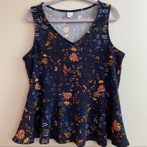 Blue flower peplum top
